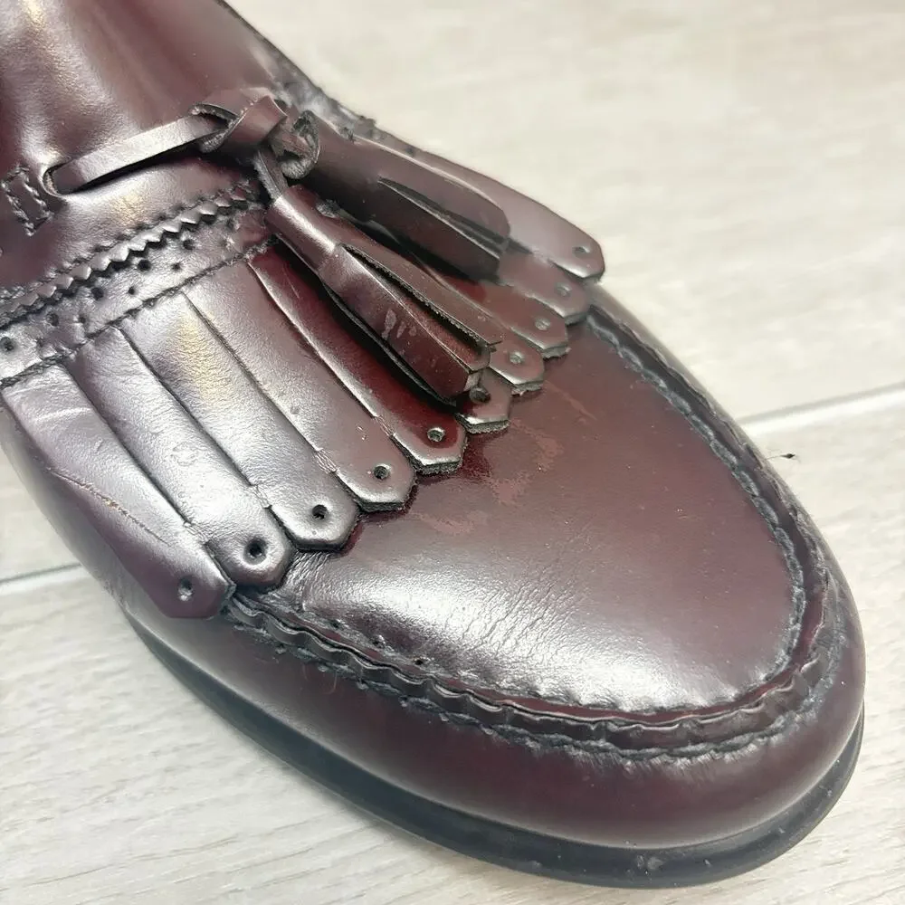G.H. Bass Weejuns Loafers Layton Tassel Kiltie Burgundy Wine Loafers Size 9.5D